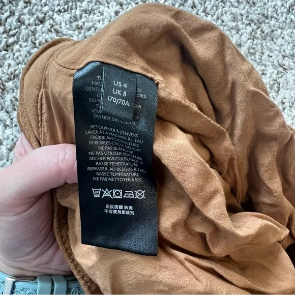 Free People Nightfall Brown High-Waisted Vegan Suede Pants with Tie Waist Sz 4 - Picture 7 of 14